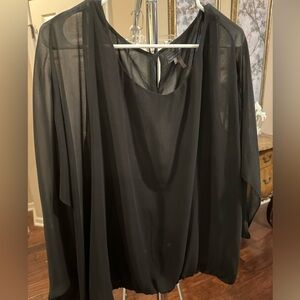 Vince Camuto Black Chiffon Batwing Blouse Size XL